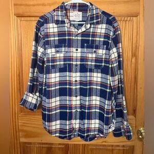 American Eagle Outfitters Blue Plaid Casual Button Down Shirt